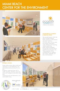 Poster mostra o projeto de expansão do prédio da ECOMB onde, em breve, vai incorporar o Centro Ambiental de Miami Beach